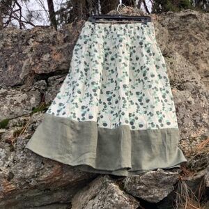 100% Linen Green Skirt Long Modest